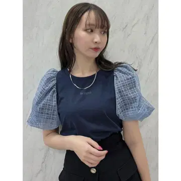 [ dazzlin ] 시어 체크 콤비 T셔츠
