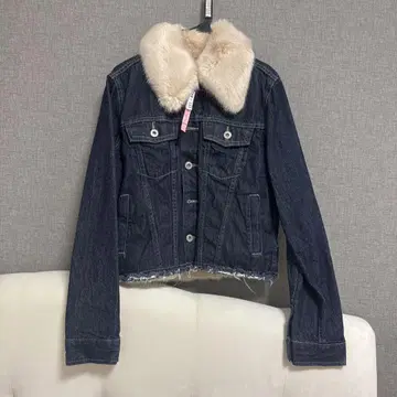 JILLSTUART 다크 블루 데님 자켓 퍼 포함