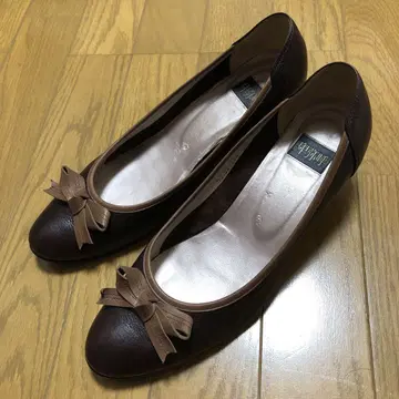히미코 천연 가죽 펌프스 귀여운 리본 26cm