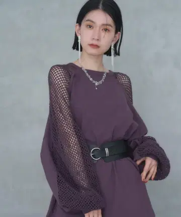 [ 새상품 미사용 ] 하레 소매 메쉬 빅 T 퍼플