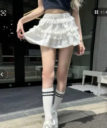 믹스 프릴 미니 스커트 다리치