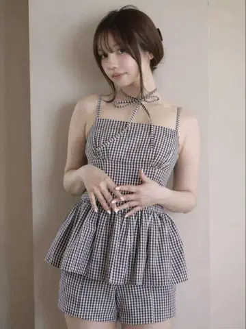 새상품 andmary 앤드마리 Gingham check set up