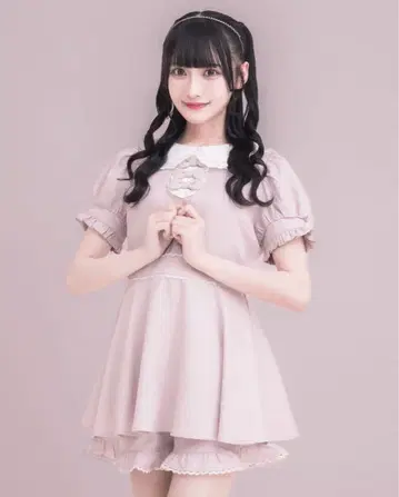 pium 라운드 카라 리본 도리 셋업