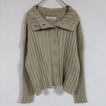 [ MOUSSY ] (F) 리브 니트 가디건 / 숏 기장 / 드롭 숄더