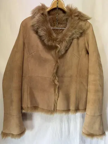 한국제 리얼 무스탕 자켓 양가죽 퍼 베이지 M