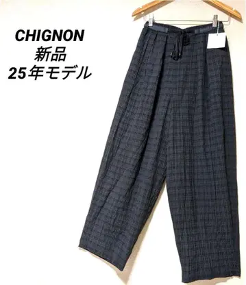 CHIGNON 와이드 팬츠 체크 시뇽 바지 현행 캐주얼 팬츠
