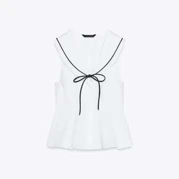 ZARA 리본 타이 포함 포플린 소재 상의