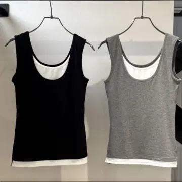 AMELLYON 바이컬러 레이어드 스타일 리브