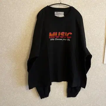 다이리쿠 MUSIC 1996 프린트 오버 사이즈 긴팔 티셔츠
