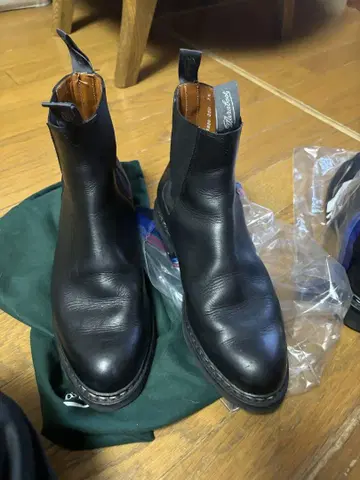 파라부트 머니 26cm 7-1/2 블랙 사이드 고어 부츠 가죽