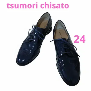 츠모리 치사토 에나멜 네이비 레이스업 슈즈 24cm
