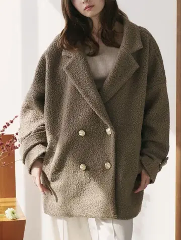 [ 반값 ] Fupel 부클레 더블 테일러드 코트 moca