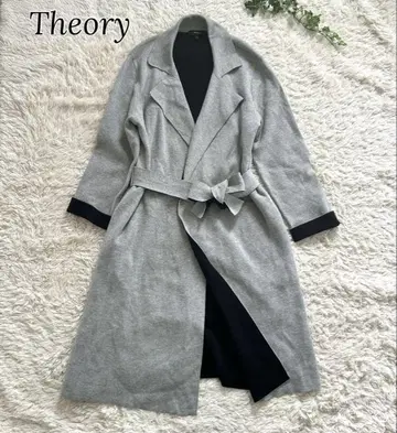 theory 캐시미어 벨벳 바이컬러 랩 가운 코트