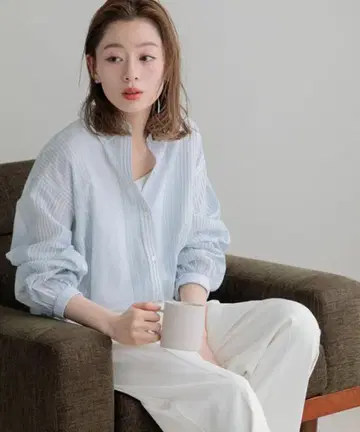 새상품 서니 라벨 에어리 코튼 스트라이프 셔츠