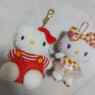 헬로키티 레오파드 무늬 리본 마스코트 레트로 백팩 포함 봉제 인형