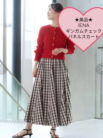 새상품급 IENA 깅엄 체크 패널 스커트