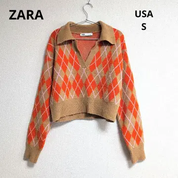 0211 ZARA 자라 아가일 무늬 니트 스웨터 S