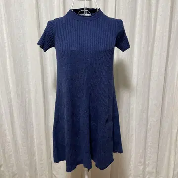 ZARA 반팔 A라인 니트 원피스 레이온 네이비 S
