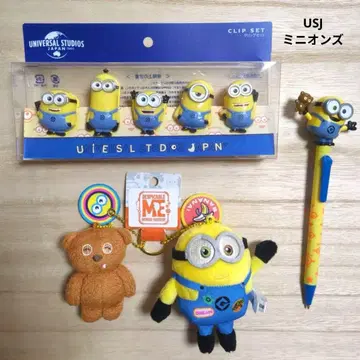 USJ 미니언즈 클립 볼펜 마스코트 체인 3종 세트 팀
