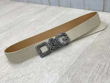 D&G 돌체앤가바나 가죽 벨트 화이트 전체 길이 118cm