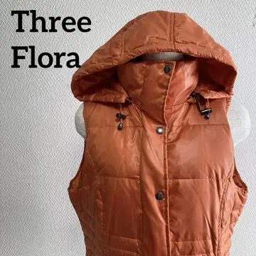 Three Flora 후드 부착 퀼팅 다운 베스트