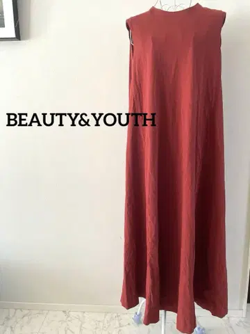 [ BEAUTY&YOUTH ] 슬리브리스 원피스 테라코타 코튼 100%
