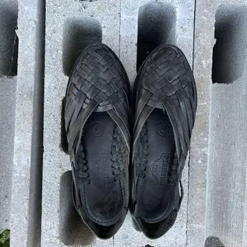 참 가죽 샌들 네이비 23cm U6