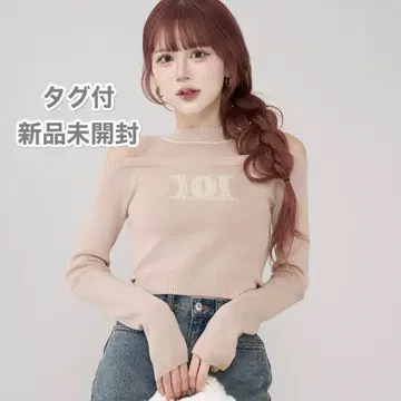 다리치 레이어드 라이크 로고 니트탑 핑크 로고 DD