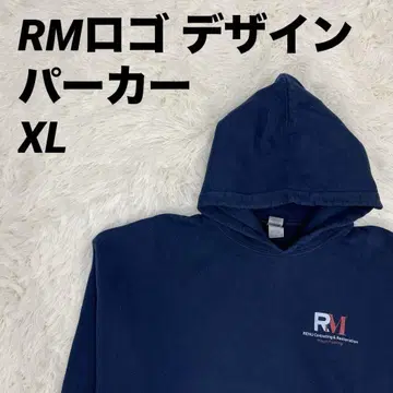 후드티 후드 RM 로고 디자인 네이비 XL 사이즈 남성용 남녀 공용