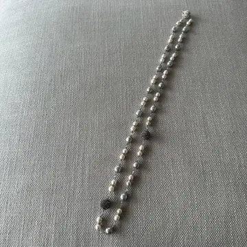 실버 화이트 펄 비즈 마그넷 목걸이