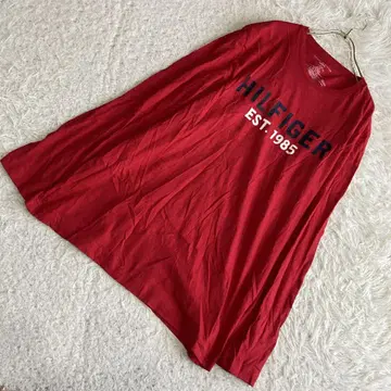 [새상품급] TOMMY HILFIGER 롱 T셔츠 레드 L 캐주얼