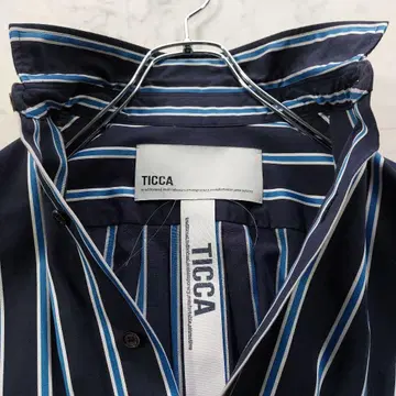 컨디션 최상 티카 TICCA 스트라이프 롱 셔츠 원피스 F 네이비