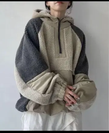 플리스 자켓 보아 자켓 베이지 그레이