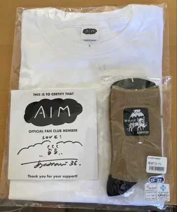 AIM 한정판 디자인 T셔츠 친필 사인 미니 색지 양말 3종 세트