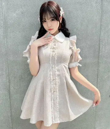ROJITA 로지타 더블 리본 트위드 반팔 원피스