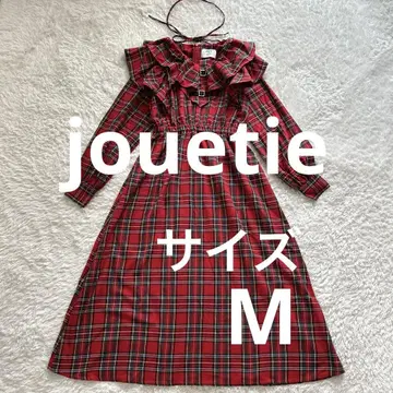 jouetie 쥬에티 숄더 프릴 벨트 롱 체크 원피스