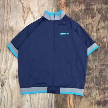 VANS 90s Y2K 반팔 풀 집업 하이넥 트랙 저지 구제 의류
