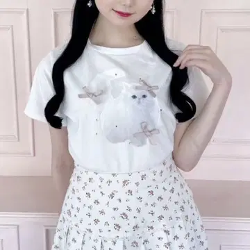 evelyn 고양이 리본T셔츠 고양이
