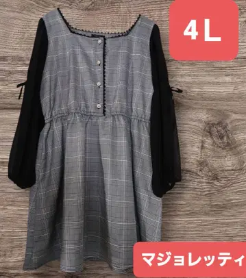 마조레티 4L 체크 무늬 원피스 긴팔