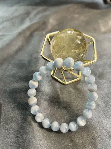 아쿠아 마린 비즈 팔찌 16cm