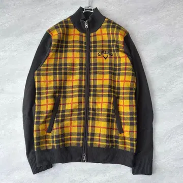 캘러웨이 체크 니트 블루종 L 골프웨어 스포츠