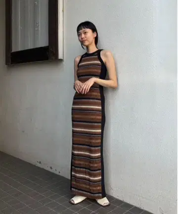 todayful 자카드 보더 드레스