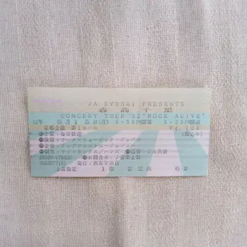 모리타카 치사토 콘서트 티켓 뒷면 1992년 ROCK ALIVE 쇼와