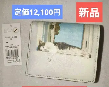 새상품 맨해트너즈 미니 지갑 접이식 지갑 박스형 고양이 패턴