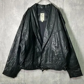 멕시코제 빈티지 가죽 자켓 블랙 벨트 숄카라 짧은 기장
