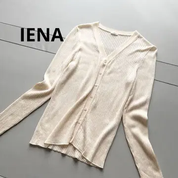 IENA 이에나 리브 V넥 가디건 베이지 인기 스테디셀러 실크