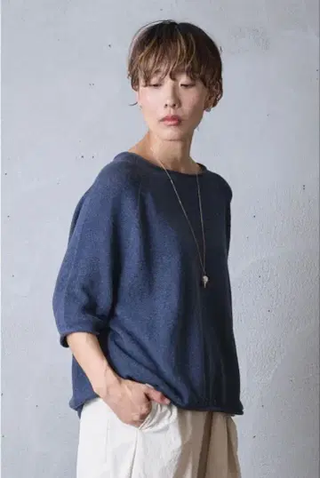 factory 면강연사 롤넥 스웨터 네이비