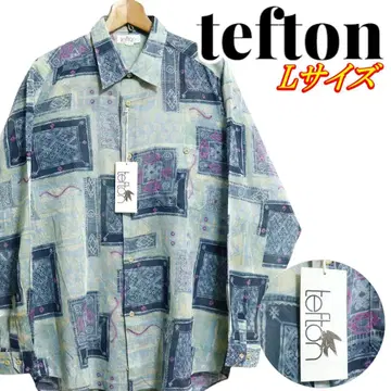 tefton 테 레트로 패턴 올 패턴 비침 긴팔 셔츠 L 사이즈 일본제