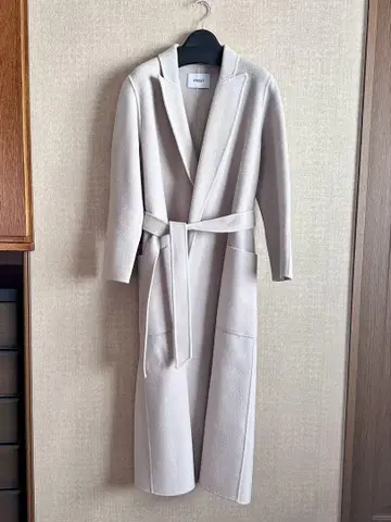 그레이 롱 코트 허리 벨트 포함