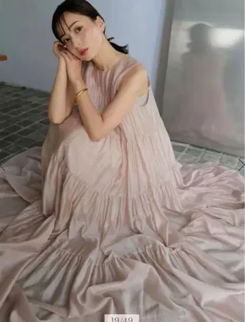 anuans 텐셀 리치 오간자 티어드 원피스 택 포함 미사용 새상품
